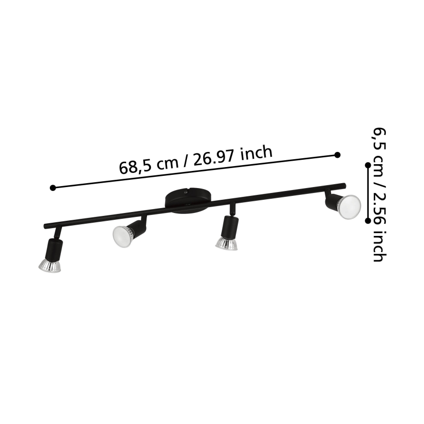 Eglo - LED spotlight 4xGU10/2,8W/230V 3000K svart
