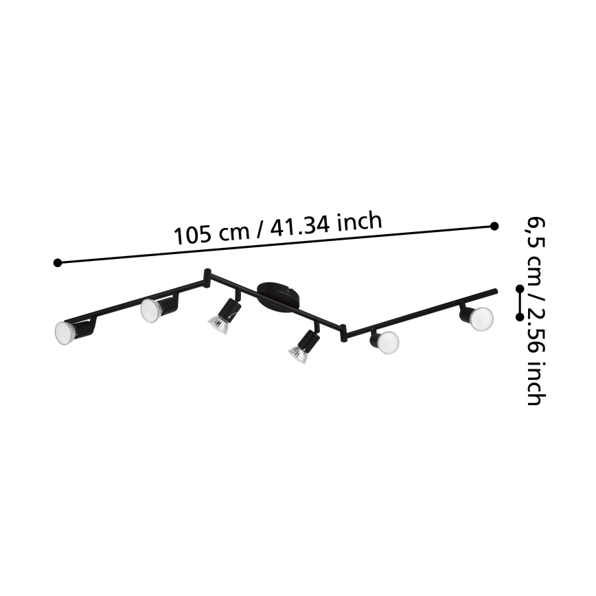 Eglo - LED spotlight 6xGU10/2,8W/230V 3000K svart