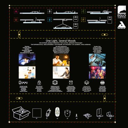 Eglo 32547 - LED RGBW Ljusreglerad fäst/infälld panel 2i1 SALOBRENA-C LED/34W/230V vit 60x60 cm + fjärrkontroll