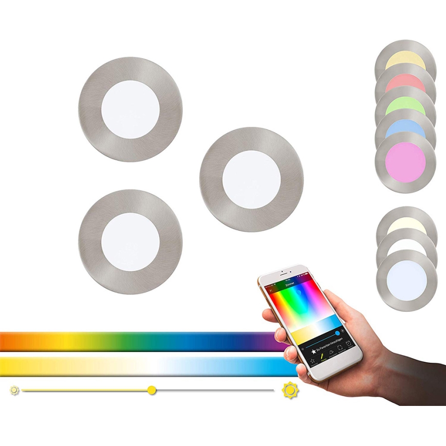Eglo - KIT 3x LED RGB Ljusreglerad upphängd taklampa FUEVA-C 1xLED/3W/230V