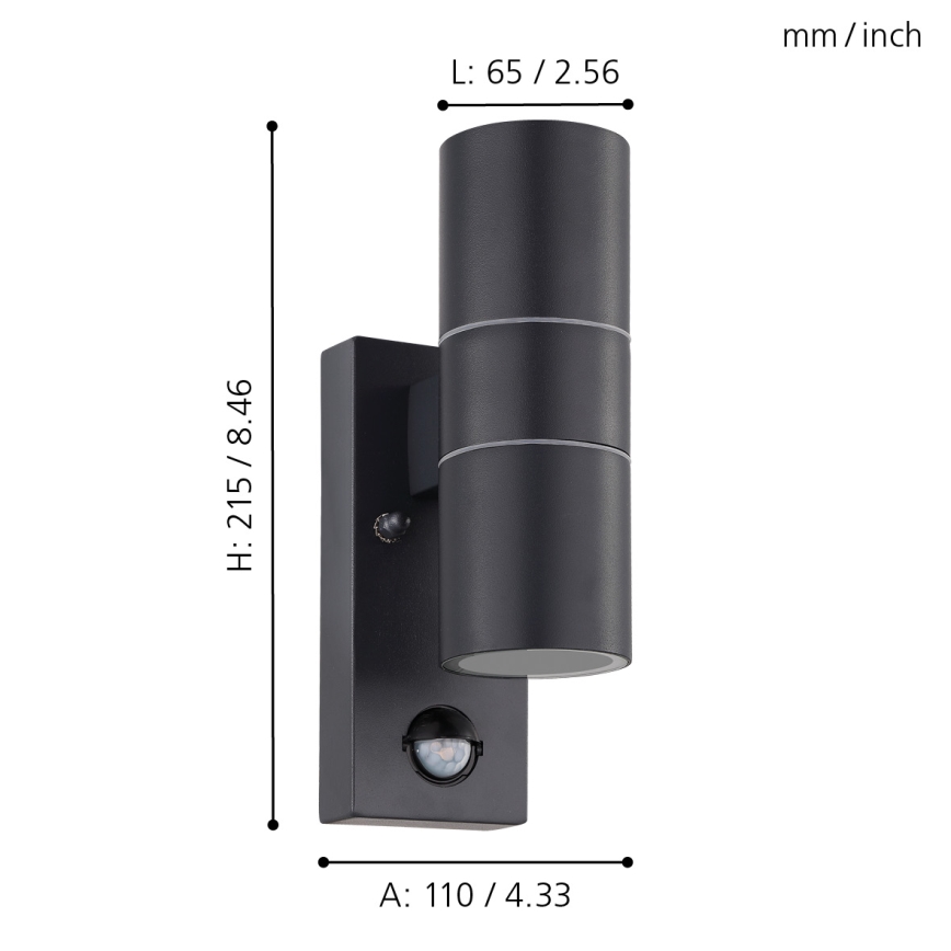 Eglo - LED Utomhus vägglampa med sensor 2xGU10/3W/230V IP44