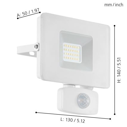 Eglo 33157 - LED Strålkastare med sensor FAEDO 3 LED/20W/230V IP44