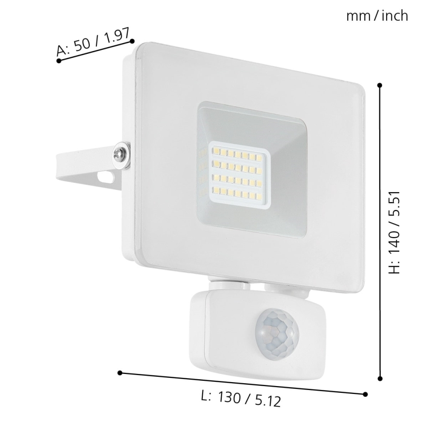 Eglo 33157 - LED Strålkastare med sensor FAEDO 3 LED/20W/230V IP44