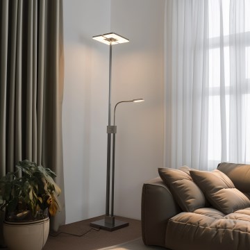 Eglo 33182 - LED Dimbar golvlampa SOLANO 1xLED/26W/230V +1xLED/3,2W 3000K matt krom