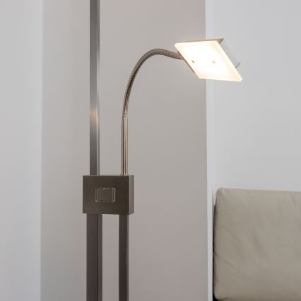 Eglo 33182 - LED Dimbar golvlampa SOLANO 1xLED/26W/230V +1xLED/3,2W 3000K matt krom