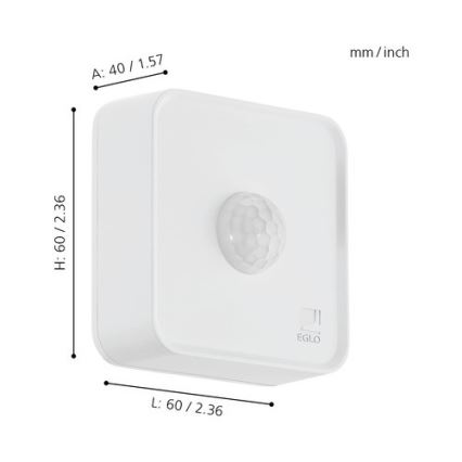 Eglo 33236 - Utomhuslampa med rörelsesensor CONNECT SENSOR 3xAA 12 m vit IP44
