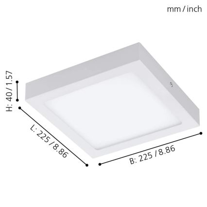 Eglo 33316 - LED RGBW Dimmbar taklampa FUEVA-C LED/15,6W/230V 2700-6500K 22,5x22,5 cm vit