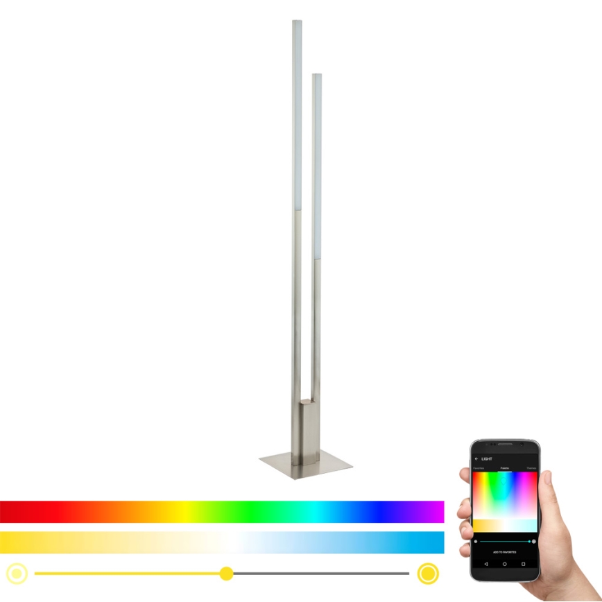Eglo 33323 - LED RGBW Ljusreglerad golvlampa FRAIOLI-C 2xLED/17W/230V 2700-6500K matt krom