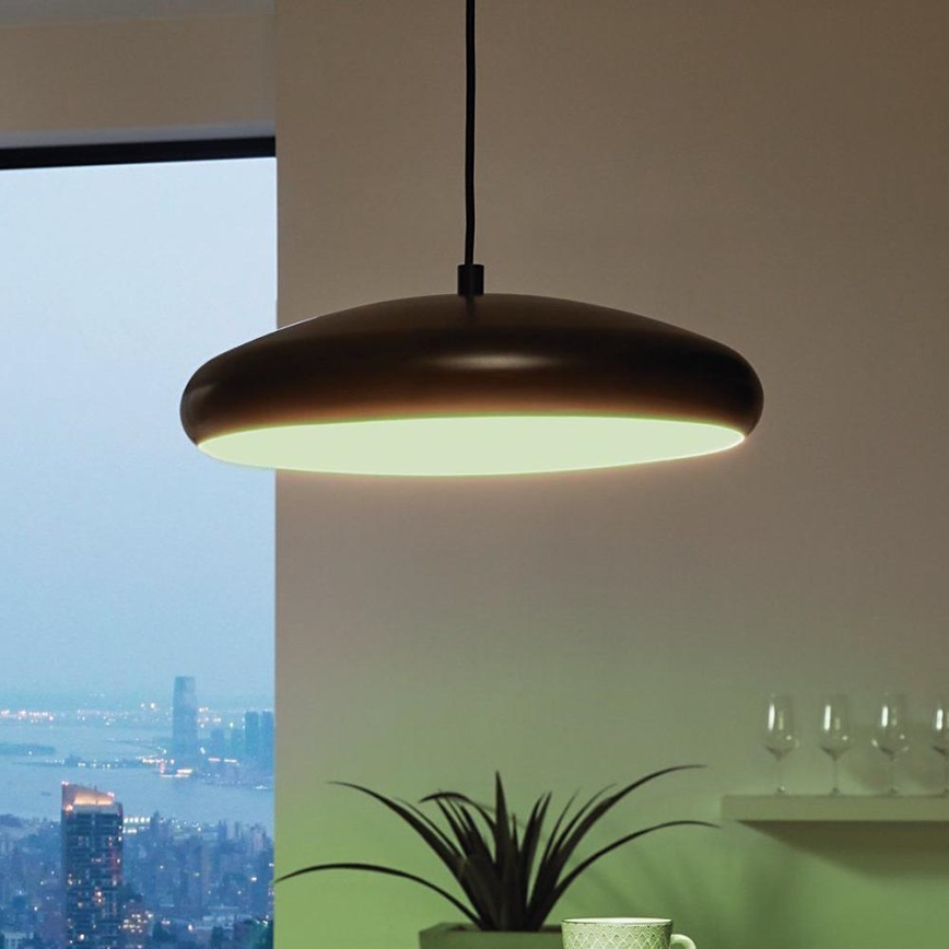 Eglo 33328 - LED RGBW Ljusreglerad ljuskrona på textilsladd RIODEVA-C LED/27W/230V 2700-6500K svart