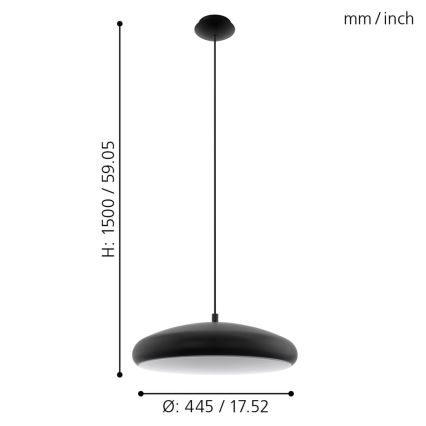 Eglo 33328 - LED RGBW Ljusreglerad ljuskrona på textilsladd RIODEVA-C LED/27W/230V 2700-6500K svart