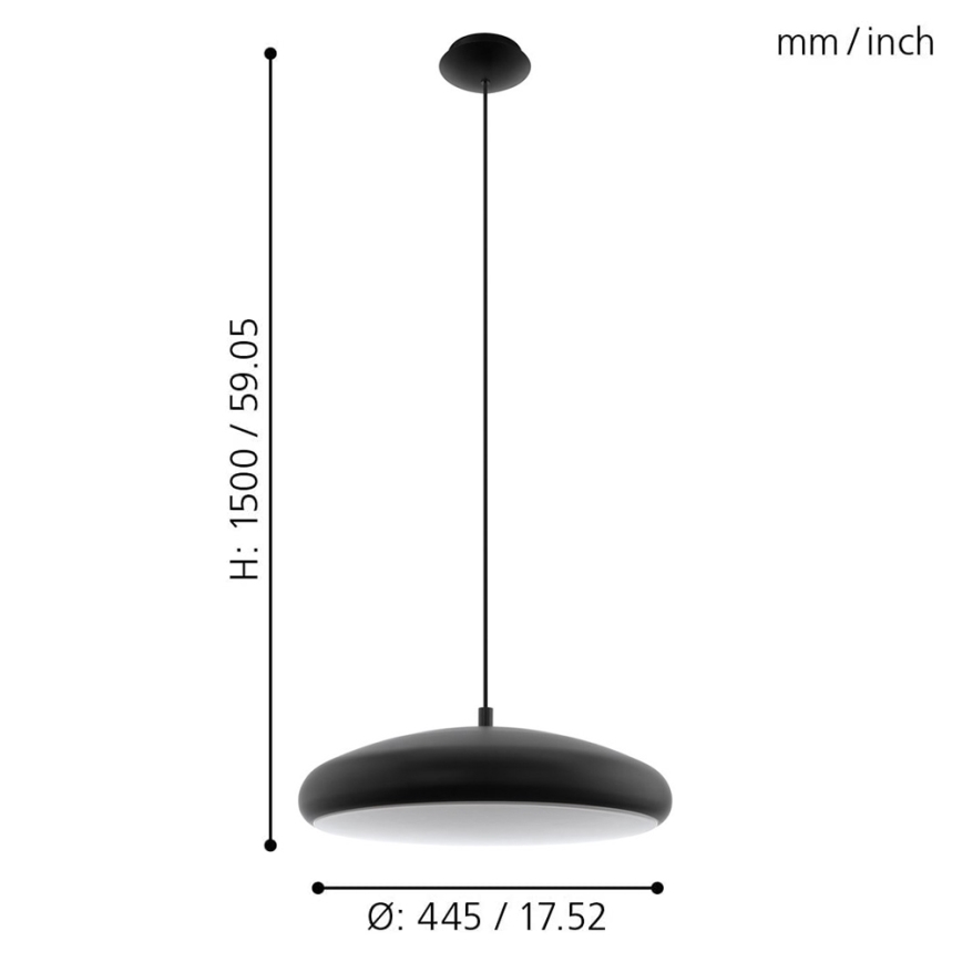 Eglo 33328 - LED RGBW Ljusreglerad ljuskrona på textilsladd RIODEVA-C LED/27W/230V 2700-6500K svart