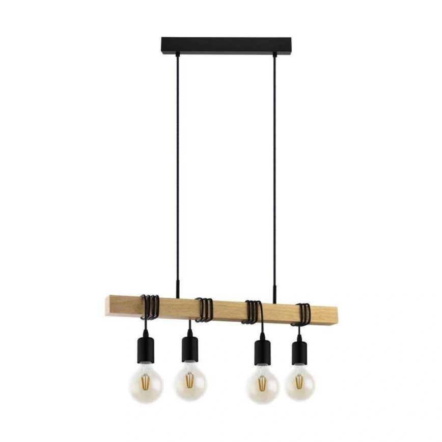 Eglo 33378 - LED ljuskrona med textilsladd TOWNSHEND 4xE27/4W/230V 2200K beige/svart