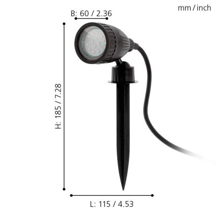 Eglo 33579 - LED RGBW Utomhuslampa NEMA-C 1xGU10/5W/230V IP44 svart