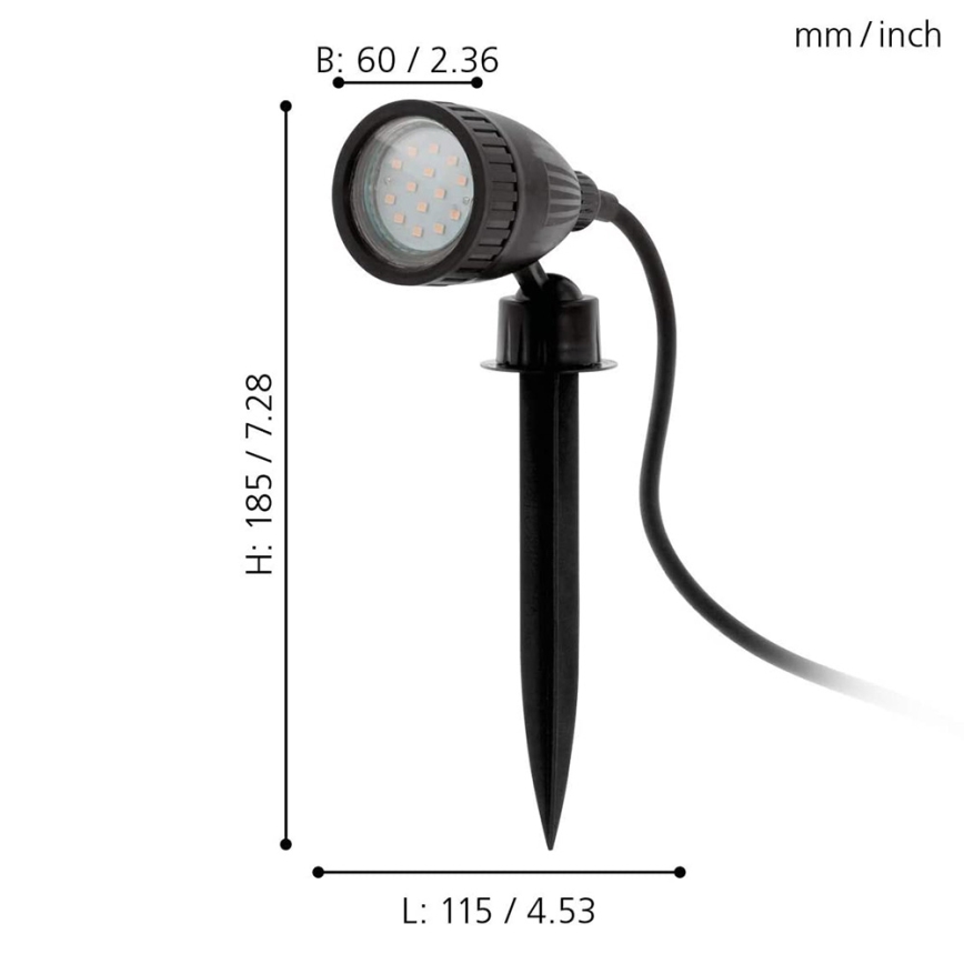 Eglo 33579 - LED RGBW Utomhuslampa NEMA-C 1xGU10/5W/230V IP44 svart