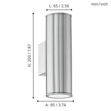 Eglo 33582 - LED RGBW Ljusreglerad utomhus wall belysning RIGA 2xGU10/5W/230V IP44