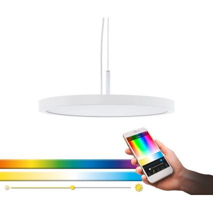 Eglo 33675 - LED RGBW Ljusreglerad ljuskrona på textilsladd CERIGNOLA-C LED/21W/230V 2700-6500K + fjärrkontroll
