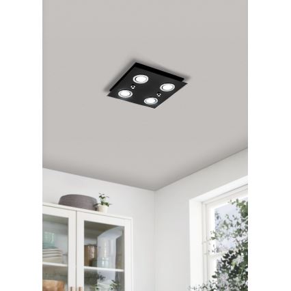 Eglo - LED taklampa 4xGU10/2,8W/230V 3000K svart