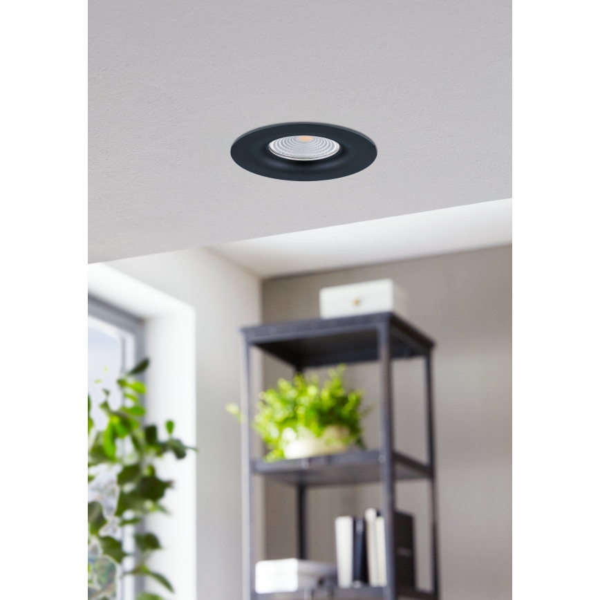 Eglo - Dimbar infälld LED belysning/6W/230V svart