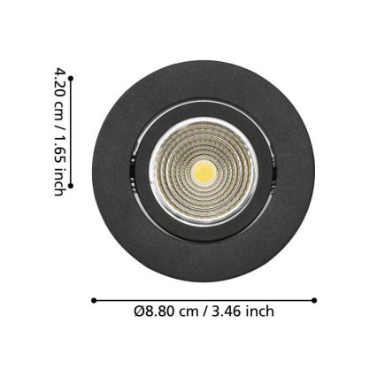 Eglo - Dimbar infälld LED belysning/6W/230V svart