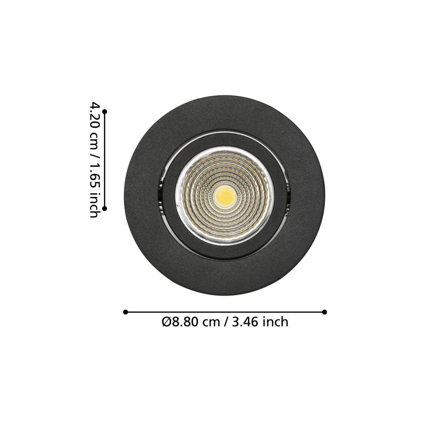 Eglo - Dimbar infälld LED belysning/6W/230V svart