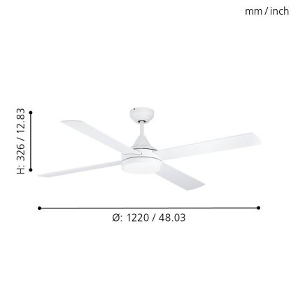 Eglo - LED takfläkt LED/20W/230V 3000/4000/5000K + fjärrkontroll vit