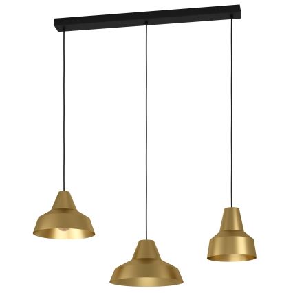 Eglo - Ljuskrona med textilsladd 3xE27/40W/230V guld