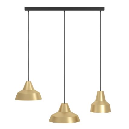 Eglo - Ljuskrona med textilsladd 3xE27/40W/230V guld