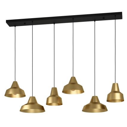 Eglo - Ljuskrona med textilsladd 6xE27/40W/230V guld