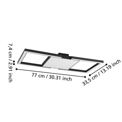 Eglo - LED Dimbar taklampa LED/26,2W/230V 2700-6500K svart + fjärrkontroll