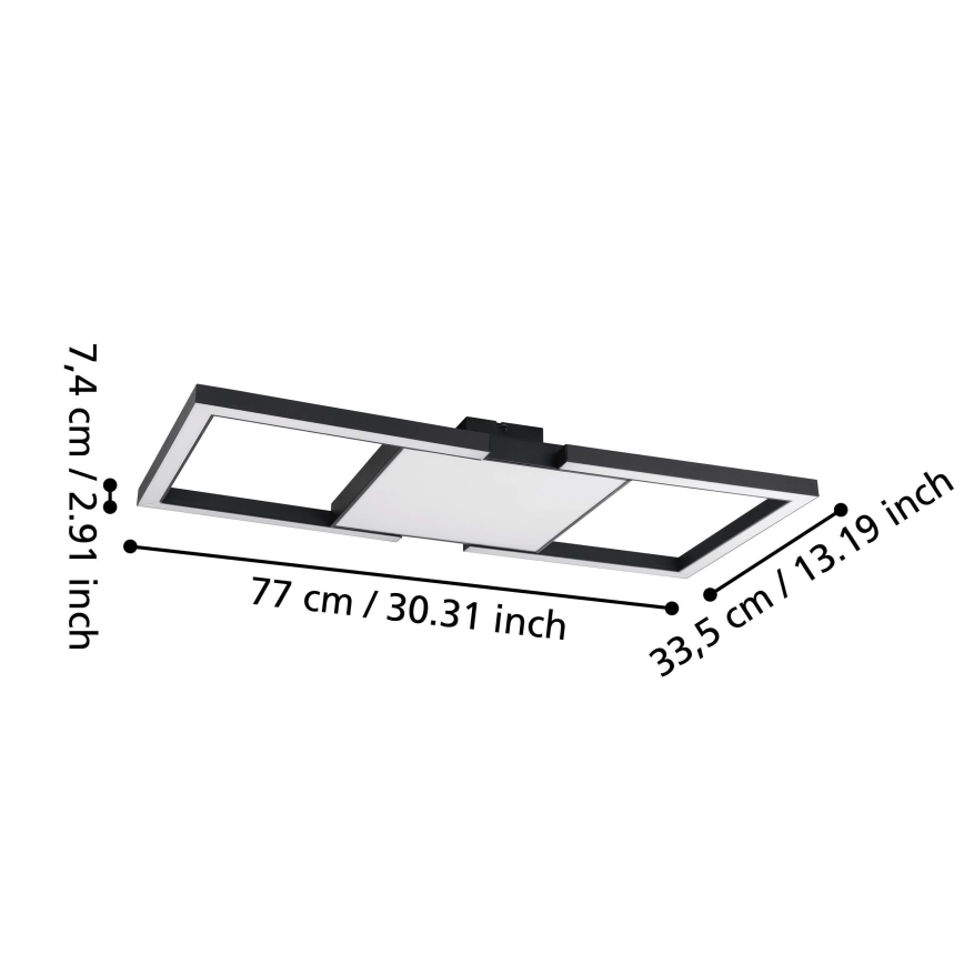 Eglo - LED Dimbar taklampa LED/26,2W/230V 2700-6500K svart + fjärrkontroll