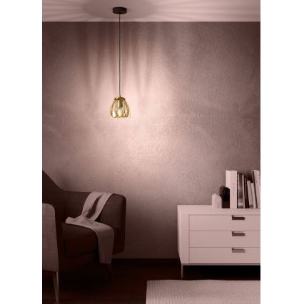 Eglo - Ljuskrona med textilsladd 1xE27/40W/230V guld