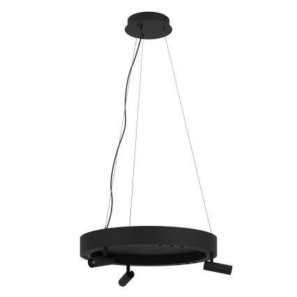 Eglo - LED ljusreglerad ljuskrona på textilsladd 3xLED/8W/230V + 3xLED/8,5W 3000K svart + fjärrkontroll