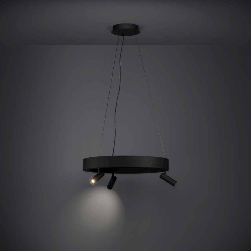 Eglo - LED ljusreglerad ljuskrona på textilsladd 3xLED/8W/230V + 3xLED/8,5W 3000K svart + fjärrkontroll