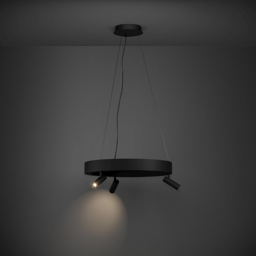 Eglo - LED ljusreglerad ljuskrona på textilsladd 3xLED/8W/230V + 3xLED/8,5W 3000K svart + fjärrkontroll