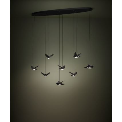 Eglo - LED ljusreglerad ljuskrona på textilsladd 8xLED/4,2W/230V 3000K svart