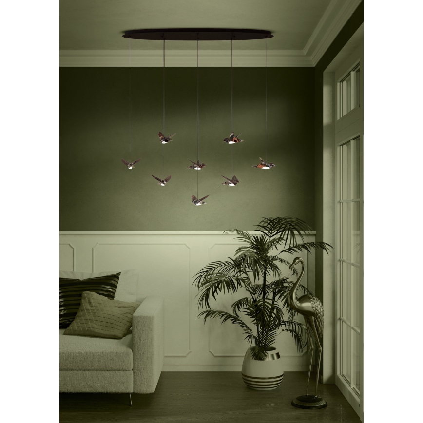 Eglo - LED ljusreglerad ljuskrona på textilsladd 8xLED/4,2W/230V 3000K svart