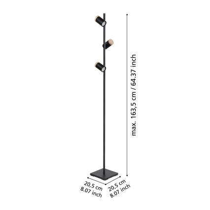 Eglo - LED golvlampa 3xGU10/4,5W/230V 3000K svart/brun