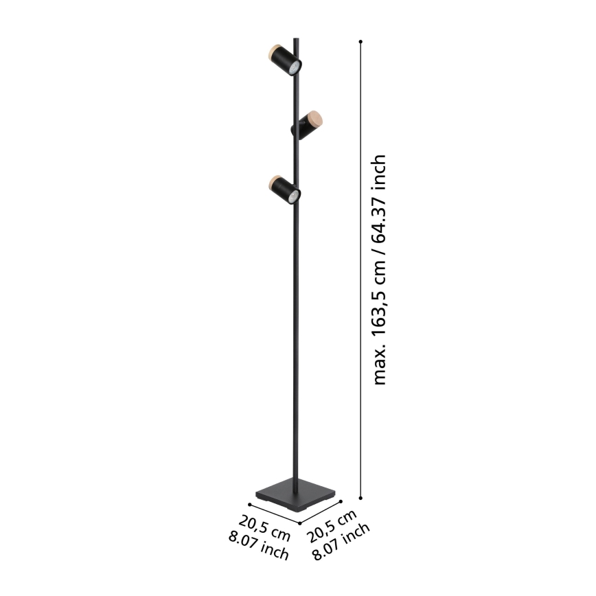 Eglo - LED golvlampa 3xGU10/4,5W/230V 3000K svart/brun