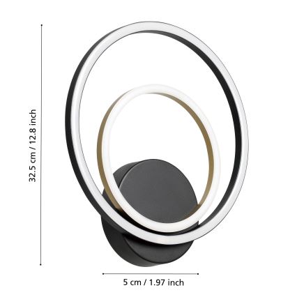 Eglo - LED väggbelysning LED/12W/230V 3000K + 4xLED/2,1W 3000K svart