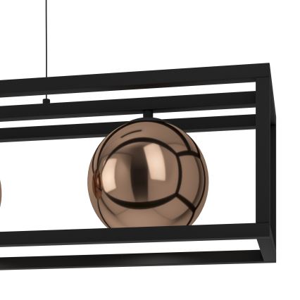 Eglo - Ljuskrona med textilsladd 3xE27/40W/230V koppar/svart