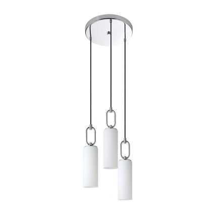 Eglo - Ljuskrona med textilsladd 3xE27/40W/230V skinande krom