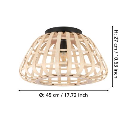 Eglo - Taklampa 1xE27/40W/230V bambu