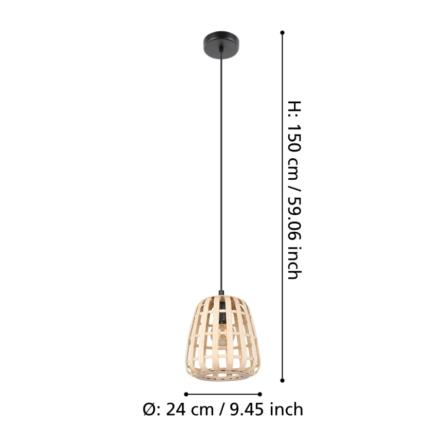 Eglo - Ljuskrona med textilsladd 1xE27/40W/230V diameter 24 cm bambu