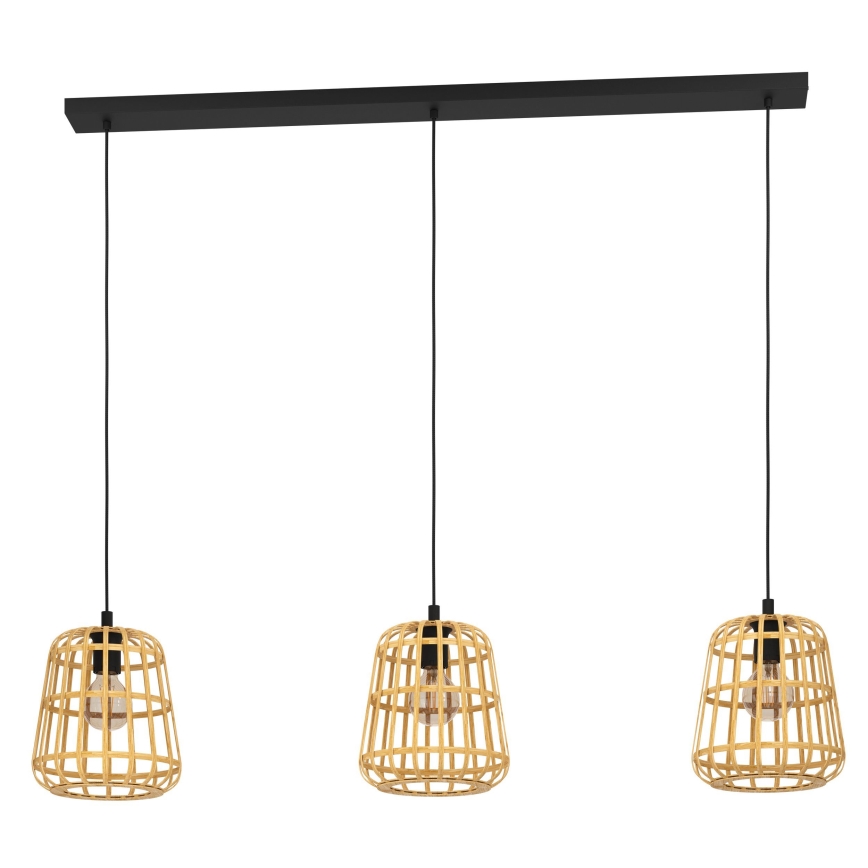 Eglo - Ljuskrona med textilsladd 3xE27/40W/230V bambu