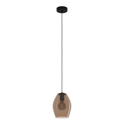 Eglo - Ljuskrona med textilsladd 1xE27/40W/230V brun