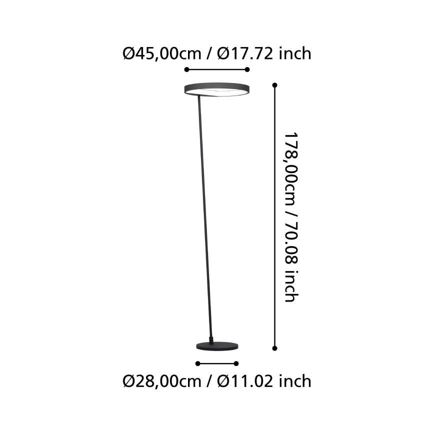 Eglo - LED Dimbar golvlampa LED/23W/230V 3000K svart