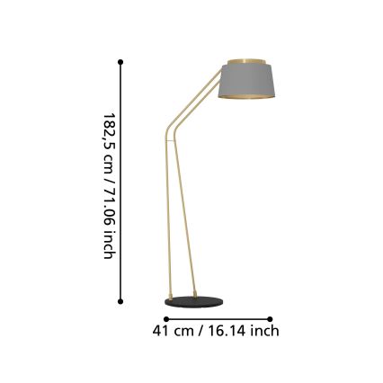 Eglo - Golvlampa 1xE27/40W/230V grå/guld
