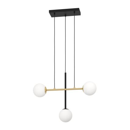 Eglo - Ljuskrona med textilsladd 3xE14/40W/230V guld/svart