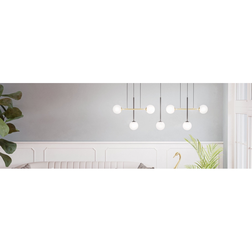 Eglo - Ljuskrona med textilsladd 7xE14/40W/230V guld/svart