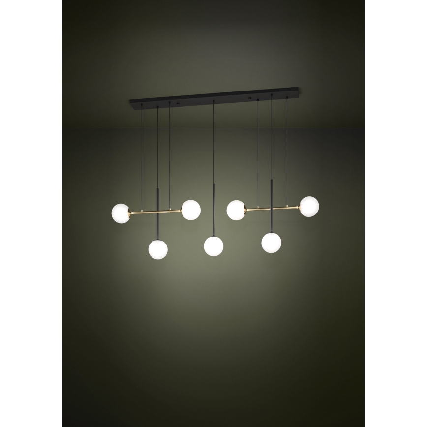 Eglo - Ljuskrona med textilsladd 7xE14/40W/230V guld/svart